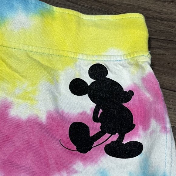 Disney Parks Rainbow Tie Dye Short Mickey Shorts Women Large - Picture 2 of 16